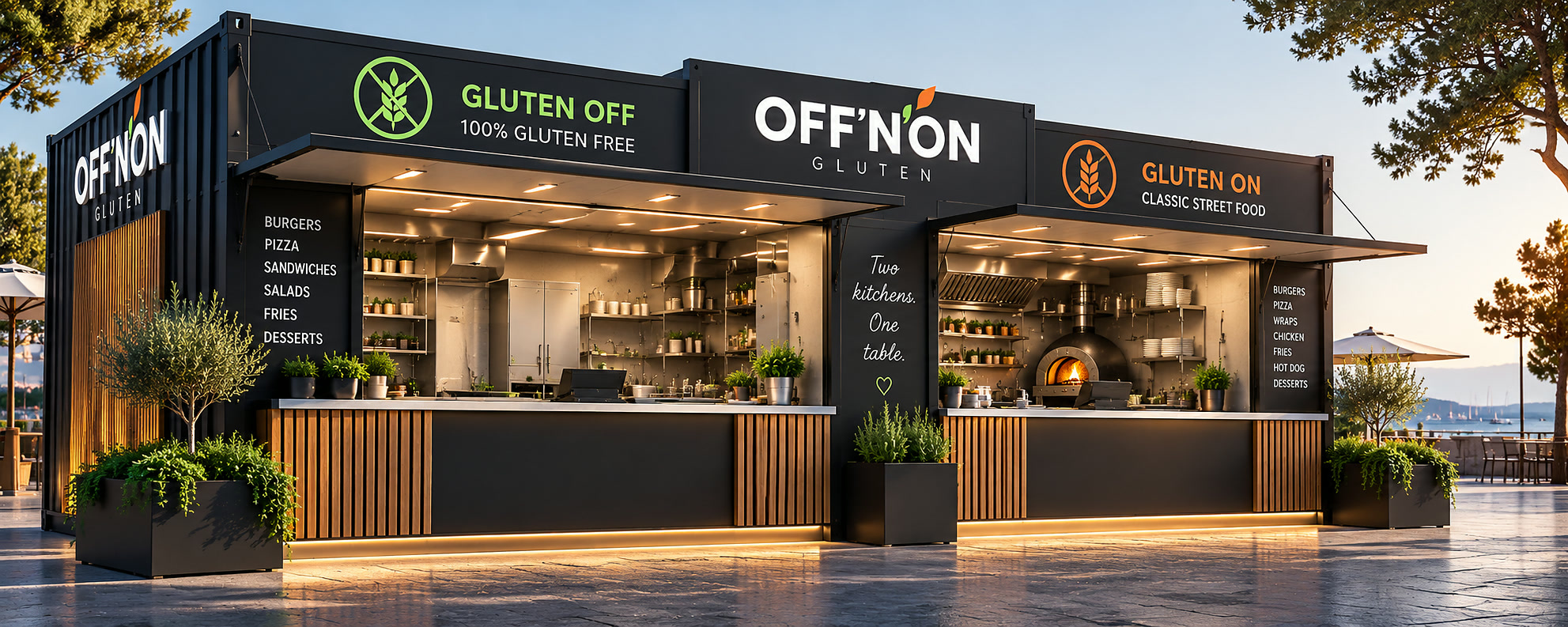 OFF'N'ON dual-kitchen unit — Daytime service
